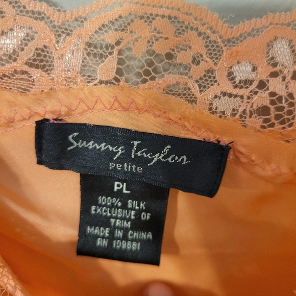 Sunny Taylor Apricot Silk Y2k Babydoll Camisole Tank Top with Lace. Size Large - Picture 6 of 9